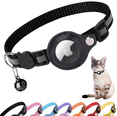 Croc-Cat® Collier Chat Compatible avec Apple AirTag, Aide à Localiser Votre Chat, Léger et Confortable, Sécurité Maximale, Collier Vendu Seul : GPS Air Tag Non Inclus