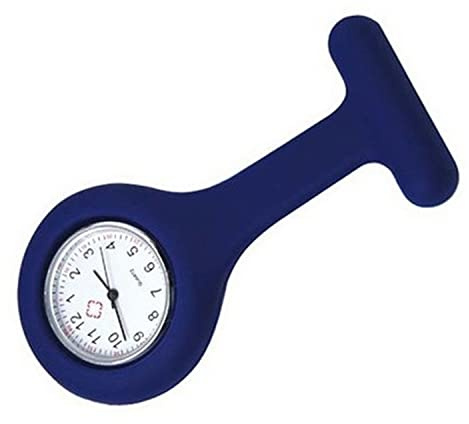 Montre gousset d'infirmière en silicone avec broche pour médecins, ambulanciers, chefs à quartz analogique, bleu marine, Montre FOB