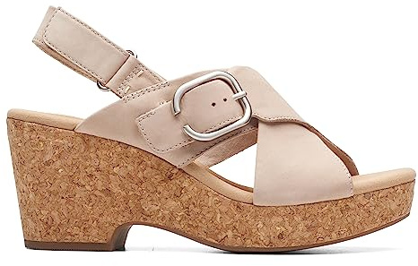 Clarks Collection Women's Giselle Dove Wedge Sandal, Sand Nubuck, 10 Medium US
