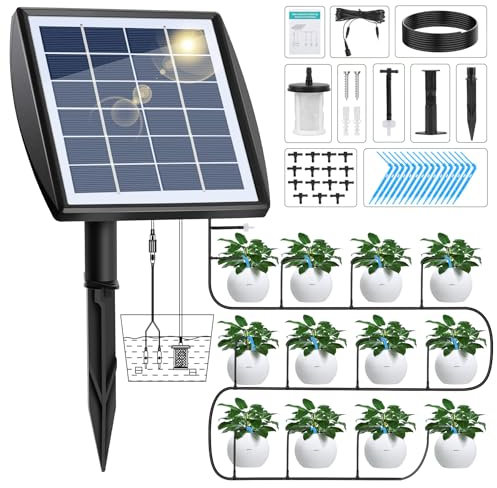 Forever Speed Sistema di irrigazione solare automatico con sensore d'acqua, attrezzatura per l'auto-irrigazione con timer, tubo da 15 m per piante da giardino e balcone