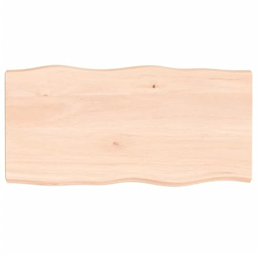 Tidyard Tischplatte Massivholzplatte Eichenplatte Holzplatte Platte Ersatztischplatte 100x50x6 cm Massivholz Eiche Unbehandelt Baumkante