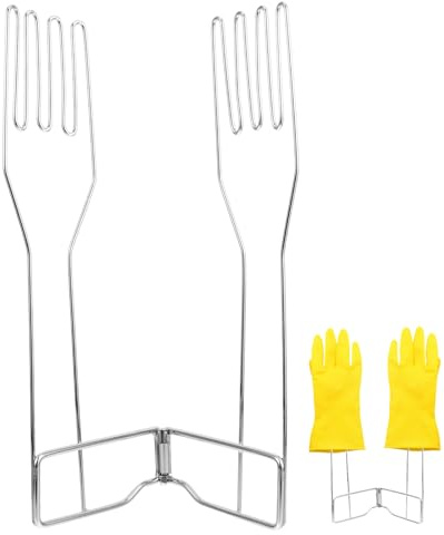 Zerodeko Kitchen Glove Drying Rack Silver Metal Holder Stand | Foldable Dish Glove Drainer for Washing Up Cleaning Sink Countertop and Storage Organisation