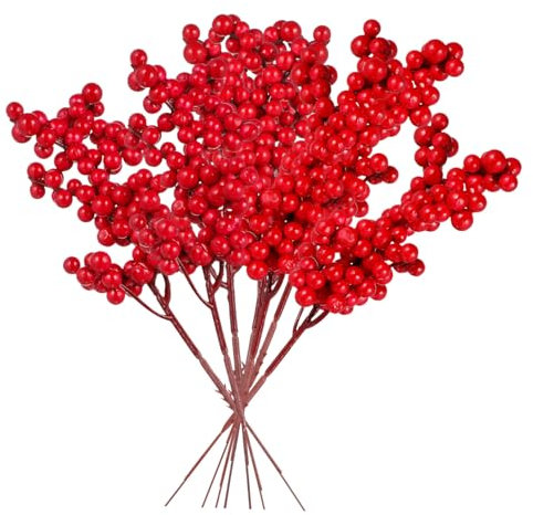 TOPBATHY 20 Stück 14 Künstlicher Blumenstrauß Künstliche Rote Stechpalme Zweige Zur Dekoration Pinien-stechpalmen-blumenpflücker Weihnachtsstechpalmenbeerzweige Braut Beere Schaumfrucht