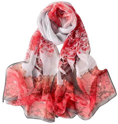 FAIRYGATE Schal Rot Damen mit Kirschblüte Damen-Schal lang, gemütlich, groß, weich, warm B7219