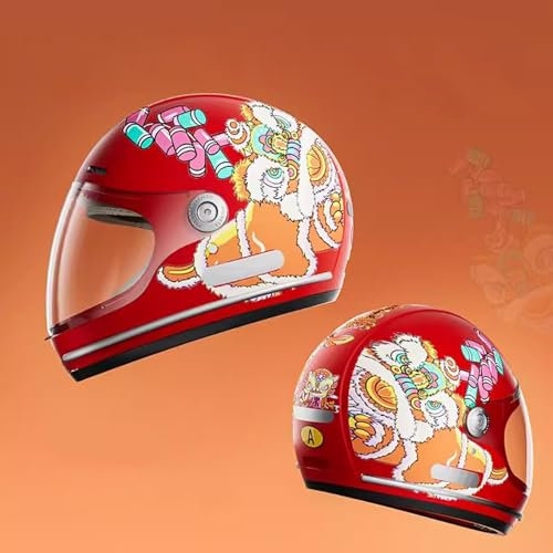 QJWMatic Niedlicher Integralhelm Für Kinder Für Jungen Und Mädchen Moped-Motocross-Helm Mit Visier Für Straßen- Gelände- Und Rollerhelme Für Jugendliche ECE-Geprüft F,46-52CM