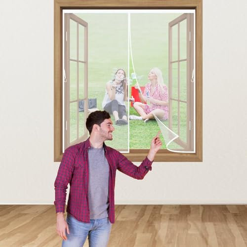 Fliegengitter Gewebe 160x230cm Weiß Selbstklebendes moskitonetz fenster mit selbstklebendem doppelseitigem Klebeband Insektenschutz Mückenschutz Fliegennetz Fenster