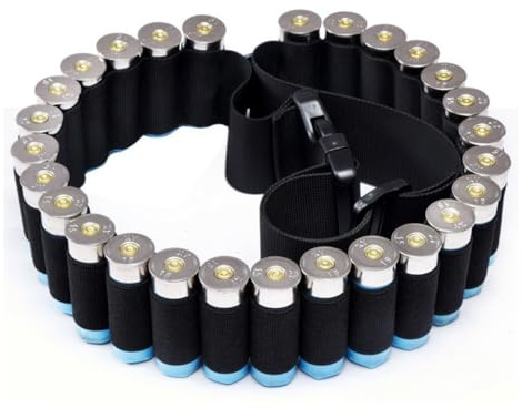 POFET Cinturón táctico para Escopeta de 27 Orificios para Deportes al Aire Libre, cinturón para Cartuchos, Utilizado para Caza en el Campo y cinturón de contención para Escopeta de Tiro (Negro)
