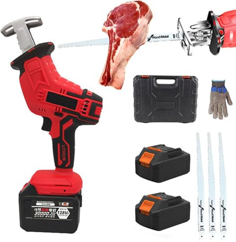 Sega alternativa elettrica/Segaossa con batterie+3 lame per sega in acciaio inossidabile, taglio efficiente e veloce di carne, ossa e alimenti surgelati