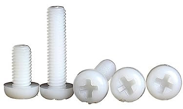Muarted 10/20/50 Stück M2 M2,5 M3 M4 M5 M6 M8 metrisches Gewinde, weißes Nylon-Kunststoff-Phillips-Flachkopf-Kreuzrundschraubenbolzen, Länge 4–60 mm(5mm,M4(50PCS))