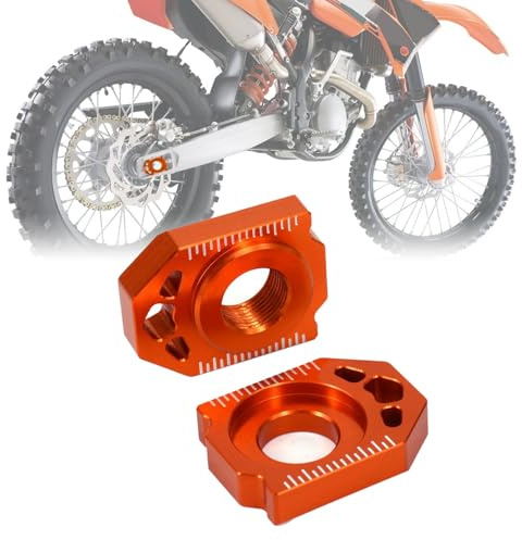 Tensor Cadena Eje Trasero CNC Moto Cross para KTM SX XCF 2013-2024 Naranja | ajuste de cadena trasera, bloque de eje CNC, uso en moto de cross, uso off-road, compatible con KTM SX XCF 2013-2024