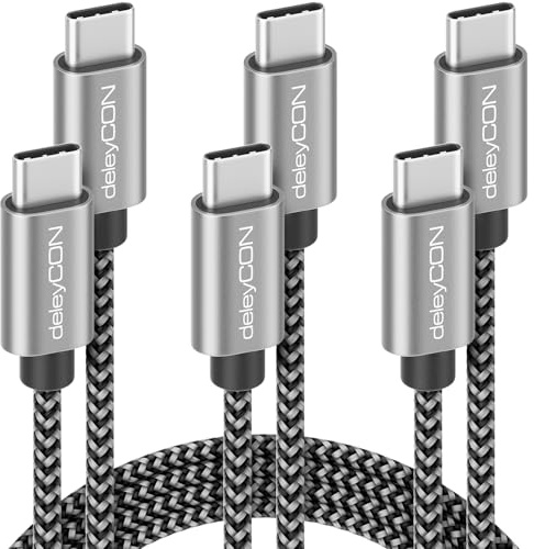 deleyCON Câble USB C SET 0,5m+1m+2m (Charge Rapide 60W) Câble de Charge Câble de Données pour Apple iPhone 17 16 15 Pro Max Samsung Galaxy S25 S24 S23 iPad Airpods Watch MacBook iMac Tablet Switch PS5