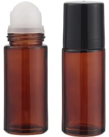 GORGECRAFT 2 Flacons à Bille en Verre de 50ml, Bouteilles en Verre sans Fuite, Flacons Roll On Rechargeables pour Huiles Essentielles et Déodorants, Parfum et Cosmétique, Voyage