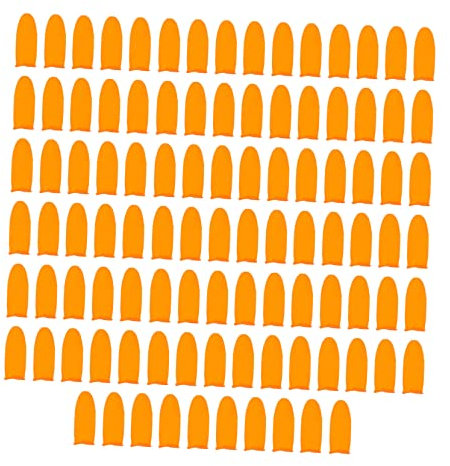 NOLITOY Protectores De Dedos Antideslizantes 100 Unidades Tamaño m Mangas De Látex Grueso Naranja Textura Rugosa Para Protección y Uso Múltiple Trabajos Manuales y Seguridad