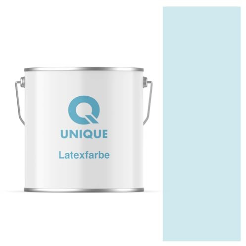 Q UNIQUE Latexfarbe 5L (ca.35m2) Weiß-blau Innenfarbe Wandfarbe Deckenfarbe Klasse 3 Mattfarbe Scheuerfest Hohe Deckkraft