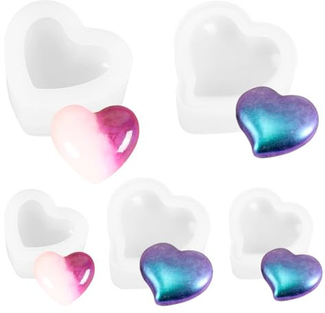 5 Stück 3D Herz-Silikonform für DIY-Handgemachte Seifenkunst - Gießform mit Liebe, Herzform-Design