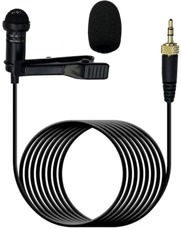 MICMXMO Lavalier Lapel Mikrofon, kompatibel mit Sennheiser kabelloser Sender G1 G2 G3, Omnidirektional Kondensatormikrofon (3,5-mm-Stereo-Stecker mit Feststellschraube)