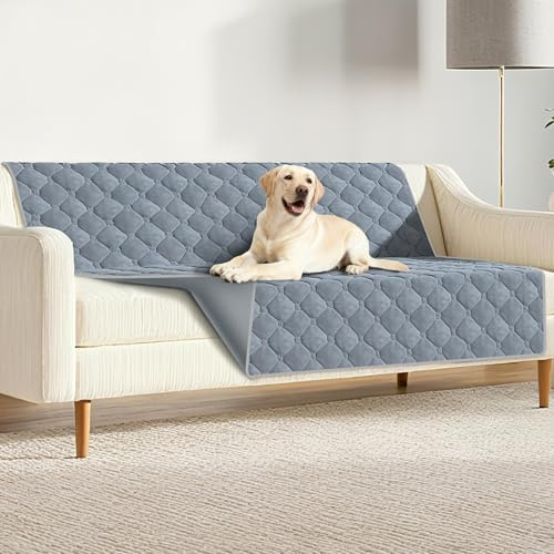 Lekereise wasserdichte Hundedecke 137×208cm – 100% Saugfähig & Auslaufsicher, Weiche rutschfeste Hundedecke als Schutz für Sofa, Bett & Auto – Waschbare Hundematte für Hunde & Katzen (Grau)