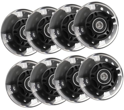 JCCHT 8er-Pack PU-Inline-Skate-Rollen 64/70/72/76/80 mm, blinkende LED-Leuchtrollen mit Lagern für Kinder- und Jugend-Skates für den Innen- und Außenbereich,80mm