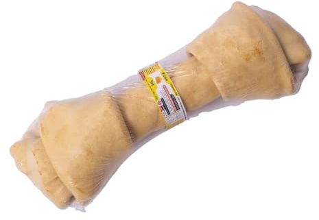 Premium Kauknochen für alle Hunde – Kalbshaut Kausnack zur Zahnpflege & Beschäftigung – Natürlich & fettarm (2XL/38,1-40,64, Käse)