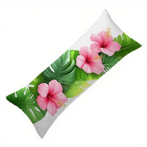 Federe Cuscino Letto 30 x 90 cm, Cuscini per Divano in Lino Cotone Morbida e Traspirante, Rosa Copricuscino Letto con Cerniera Invisibile Federe Cuscini per Decorativi Camera da Soggiorno Fiore Q-852