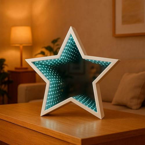 Ideen mit Herz | LED-Stern Infinity | Leuchtstern mit Lichttunneleffekt | Deko-Stern zum Aufstellen oder Aufhängen | Weihnachtsbeleuchtung | mit Timer-Funktion | batteriebetrieben | 20 cm x 19 cm