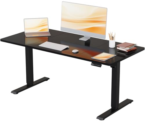 Devoko Standing Desk, Height-Adjustable Desk, 130 x 60 cm, Ergonomic Computer Desk, Black