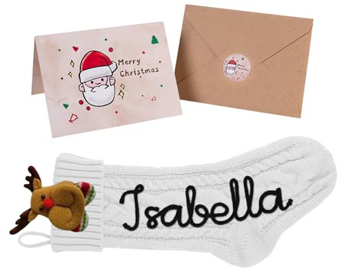 NGTSFLY Nikolausstrumpf Personalisiert,1Stück 46cm große Seilstickerei-Handwerk Weihnachtsstrumpf personalisiert Kinder,Christmas Stocking,Nikolausstrumpf mit Namen,Christmas Decoration