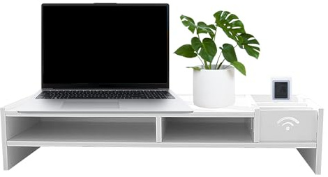 Generisk monitorhöjning – skrivbordsorganisatörstativ | monitorstativ i PVC-trä med förvaringsutrymme, skrivbordshylla för att installera en spelarbetsstation på kontoret, hemma, studier