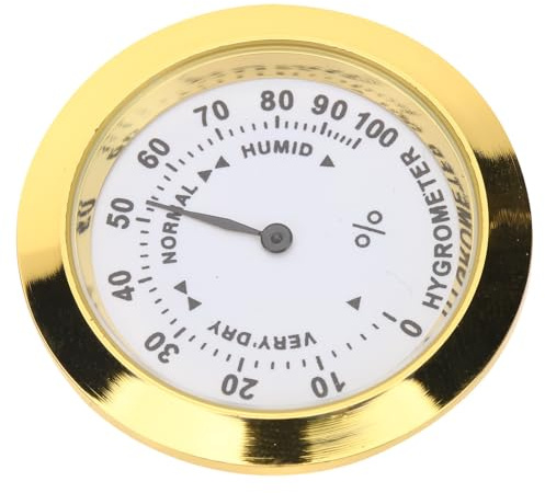 JEWEDECO Violin Guitar Hygrometer Gold Round Moisture Gauge for Guitar Case Instrument Care Light in Weight