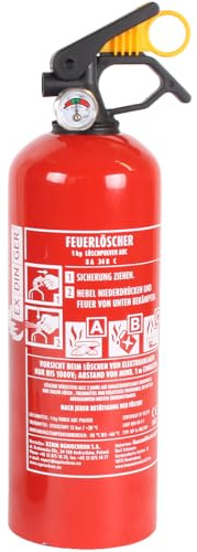 HausundWerkstatt24 EXDINGER Feuerlöscher Pulver ABC 1kg mit Manometer Autoset (GP-1X Autofeuerlöscher fabrikfrisch ohne Halterung)