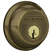 Schlage B60 N 609 Deadbolt, Keyed 1 Side, Highest Residential Security, Antique Brass