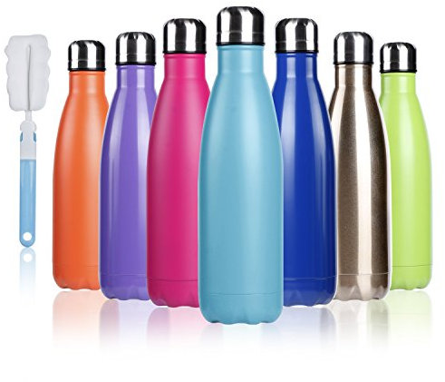 BOGI 17oz Insulated Water Bottle Double Wall Vacuum Stainless Steel Bottle Leak Proof keeps Hot and Cold Drinks for Outdoor Sports Camping Hiking Cycling, Comes with a Cleaning Brush Gift