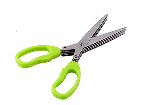 Edelstahl 5 Klinge Kräuterschere mit Reinigungskamm 19cm / 7.48in grün