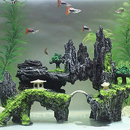 Guooe Aquarium Deko, Harz Steingarten Stein Aquarium Landschaftsbau Aquarium Dekoration Steingarten Berg Versteckt Höhle Heimtierbedarf