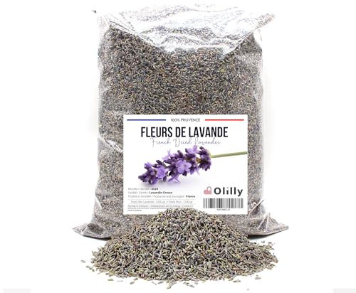 OLILLY - 1 KG - Raccolta 2025 - Fiori di Lavanda Essiccati di Provenza (Lavandin Grosso, 1000 Grammi)