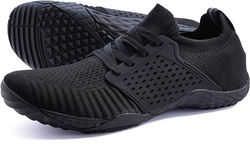 WHITIN Men's Trail Running Shoes Minimalist Barefoot 5 Five Fingers Wide Width Size 11 Toe Box Gym Workout Fitness Zero Drop Male Sneakers Athletic Black 44