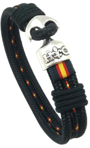 Hispania Colors Pulsera- Yacht azul marino, cierre de ancla y bandera de España. (Azul marino, 18)