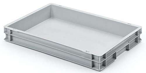 aidB Eurobehälter mit geschlossenen Griffen, 600 x 400 x 75 mm, stapelbar mit anderen Euroboxen