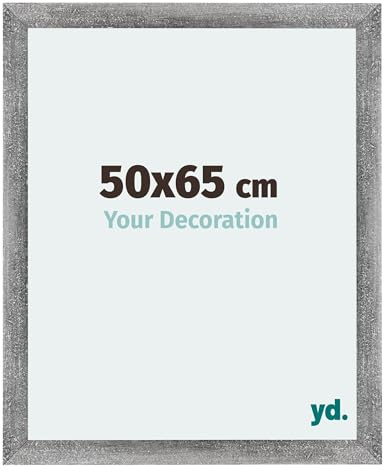 yd. Bilderrahmen 50x65 cm Grau Gewischt - Holz Rahmen Mura | Your Decoration, Acrylglas aus Kunststoff, Wandmontage, Geeignet für Fotos, Poster und Puzzles, Made in Holland