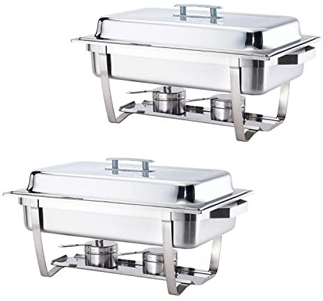 Alpha Living Juego completo de 2 platos de chafing de acero inoxidable de alto grado 8QT