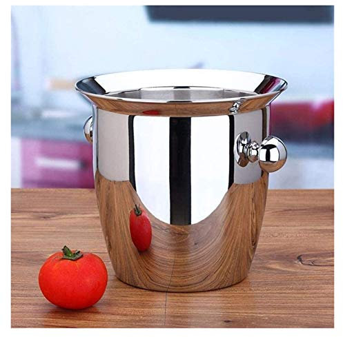Seau a Glace Vintage pour Bouteille Seau à Glace en Acier Inoxydable, Seau à Champagne, Seau à Glace à vin, avec Pince à Glace (Size : 22 * 22 * 14.5CM)