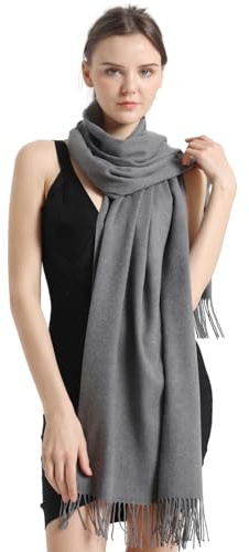 vimate Kashmir Pashmina halsduk och stola – Soft Demen Pashminas, F#. Grau