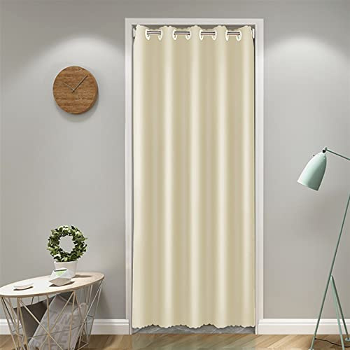 SK Studio Vorhang Blickdicht Thermo Gardinen mit Ösen Türvorhang Kälteschutz & Wärmeisolierend für Schlafzimmer Tür Schrank Vorhang Beige, 120x180cm