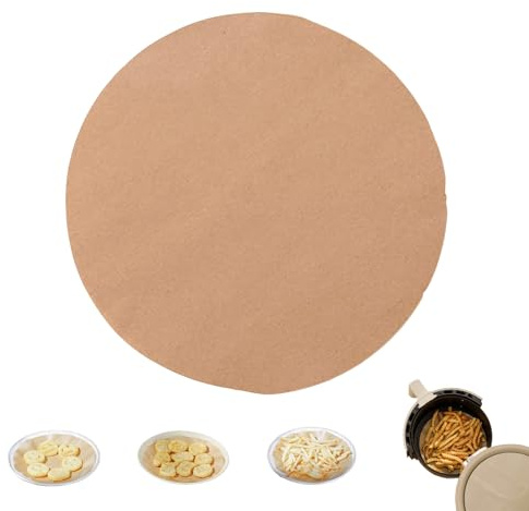 Lot de 100 feuilles de papier sulfurisé non poreux de 15 cm pour friteuse à air comprimé, panier vapeur en bambou, papier de cuisson, micro-ondes, four antiadhésif, marron
