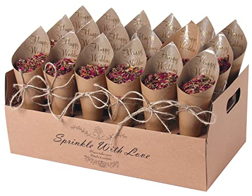 Konfetti Hochzeit Kegelhalter, 30 Löcher Kraft Papier Kegelhalter für Hochzeit Deko, DIY Kraftpapier für Konfetti Blütenblätter Süßigkeiten Schokolade