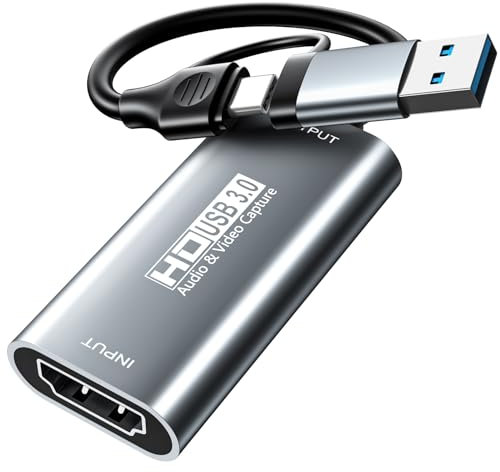 XIIXMASK carte d'acquisition vidéo HDMI, carte de capture USB 3.0, enregistrement audio vidéo HDMI vers USB/USB C en 1080p à 60 Hz, 2K à 30 Hz pour l'enseignement, la diffusion, les jeux, le streaming