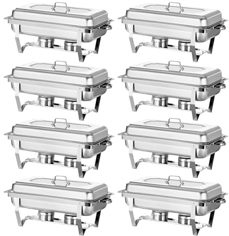 Jacgood Chafing Dish Profi Set Toulouse, Edelstahl Warmhaltebehälter, Speisewärmer, Rechaud, Chafing Dishes für Catering, Buffet und Party (8 Packung)