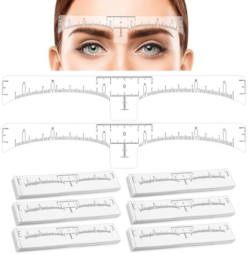 100 Pcs Eyebrow Ruler Stencils - Abeillo Disposable Brow Ruler Sticker, Microblading Eyebrow Template, Brow Measuring Shaper Tool, Eyebrow Mapping Makeup Tool