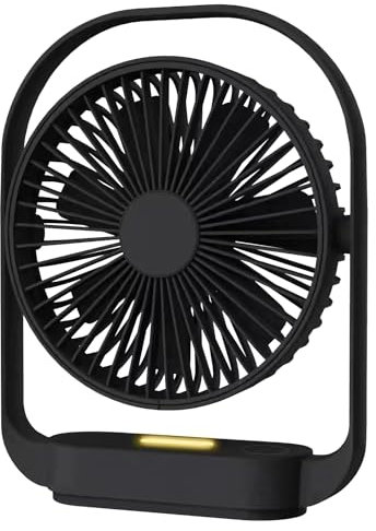 Ventilatore, Ventilatore da Tavolo Silenzioso, Ventilatori a 4 Velocità, Ventilatore Potente Ricaricabile, Ventilatore da Tavolo di Rotazione 330°, Ventilatore Silenzioso Notte con Luce Notturna
