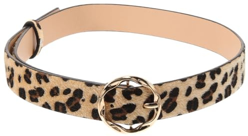 CALLARON Damen Ledergürtel Leopard 41.34In Modischer Pu Gürtel Mit Runder Schnalle Verstellbar Taillengürtel Für Jeans Kleider Hosen Animal Print Accessoire